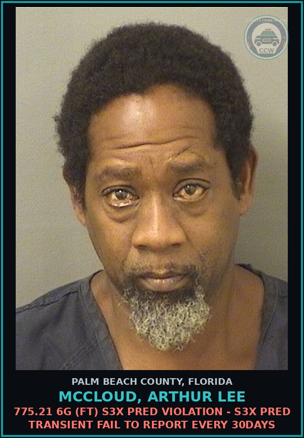 Booking mugshot of MCCLOUD, ARTHUR LEE in Palm Beach County