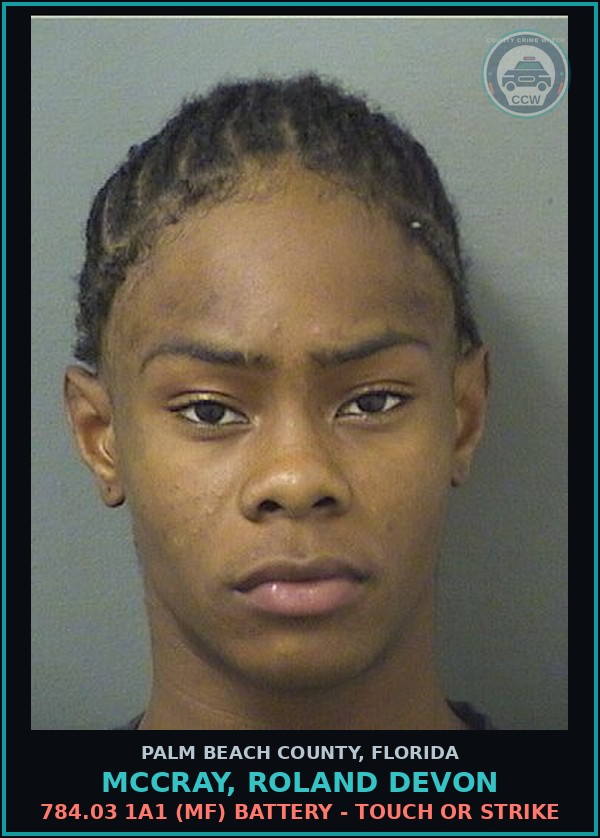 Booking mugshot of MCCRAY, ROLAND DEVON in Palm Beach County