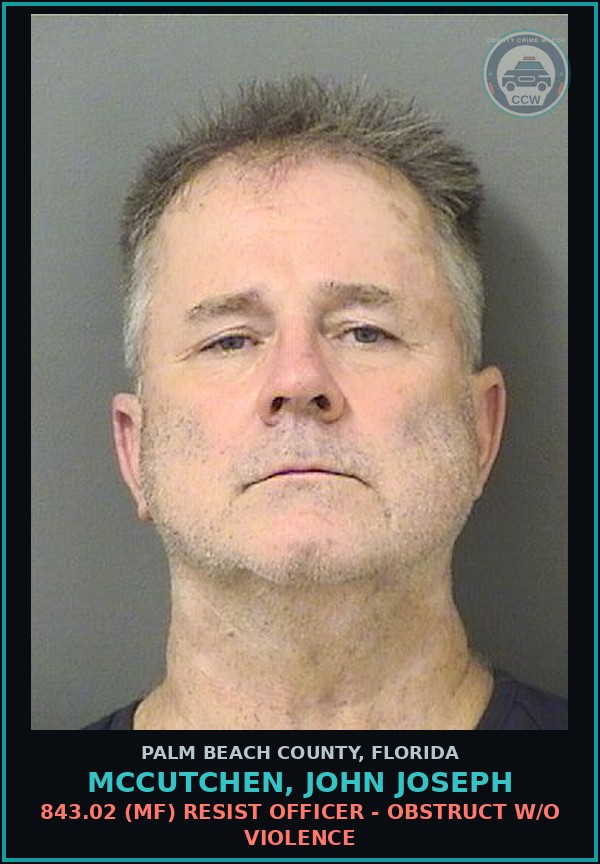Booking mugshot of MCCUTCHEN, JOHN JOSEPH in Palm Beach County