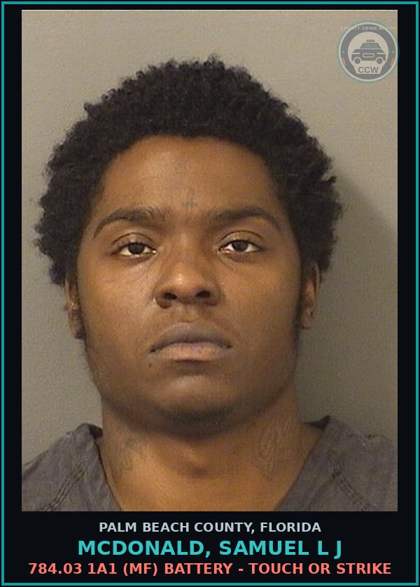 Booking mugshot of MCDONALD, SAMUEL L J in Palm Beach County