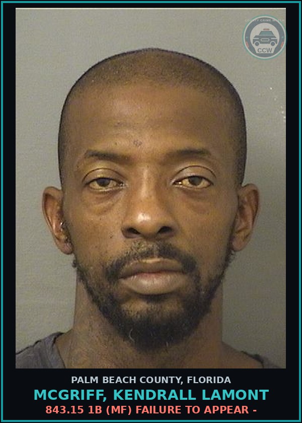 Booking mugshot of MCGRIFF, KENDRALL LAMONT in Palm Beach County