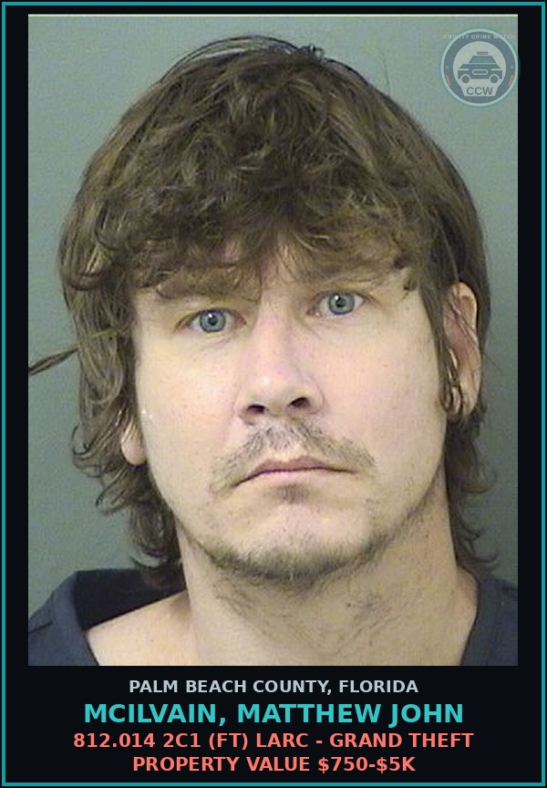 Booking mugshot of MCILVAIN, MATTHEW JOHN in Palm Beach County