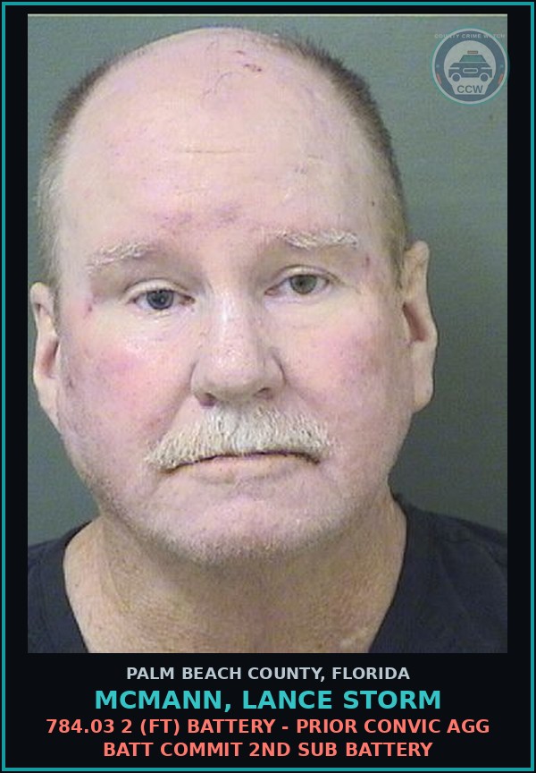 Booking mugshot of MCMANN, LANCE STORM in Palm Beach County