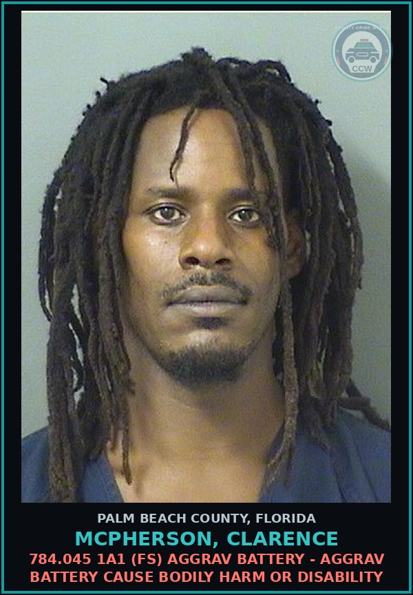 Booking mugshot of MCPHERSON, CLARENCE in Palm Beach County