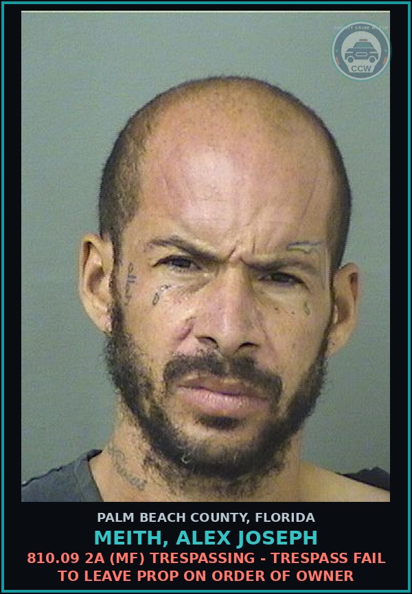 Booking mugshot of MEITH, ALEX JOSEPH in Palm Beach County