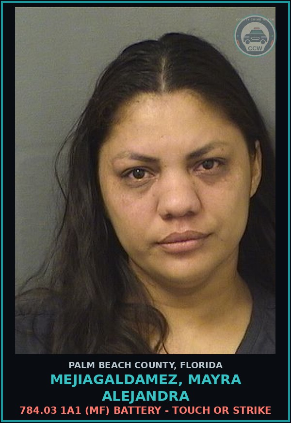 Booking mugshot of MEJIAGALDAMEZ, MAYRA ALEJANDRA in Palm Beach County