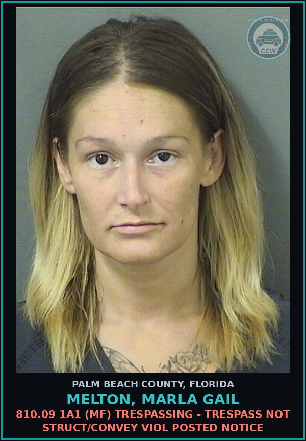 Booking mugshot of MELTON, MARLA GAIL in Palm Beach County