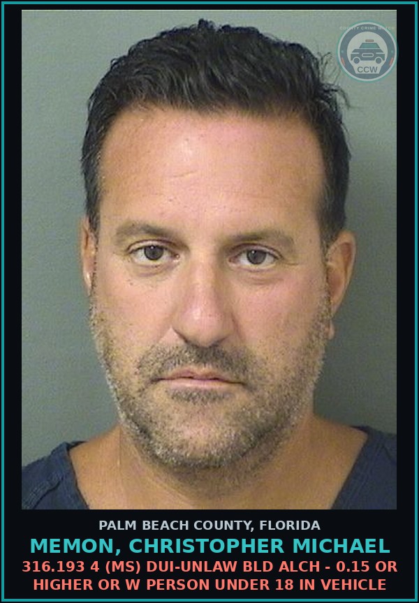 Booking mugshot of MEMON, CHRISTOPHER MICHAEL in Palm Beach County