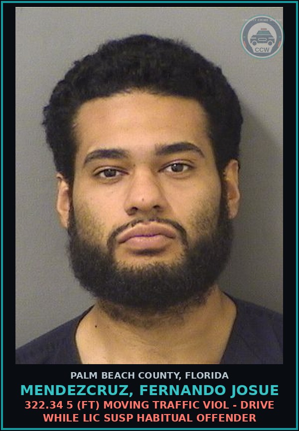 Booking mugshot of MENDEZCRUZ, FERNANDO JOSUE in Palm Beach County