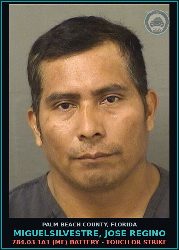 Booking mugshot of MIGUELSILVESTRE, JOSE REGINO in Palm Beach County