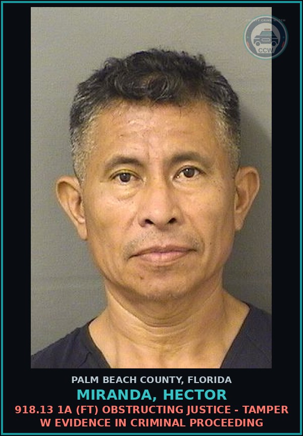Booking mugshot of MIRANDA, HECTOR in Palm Beach County