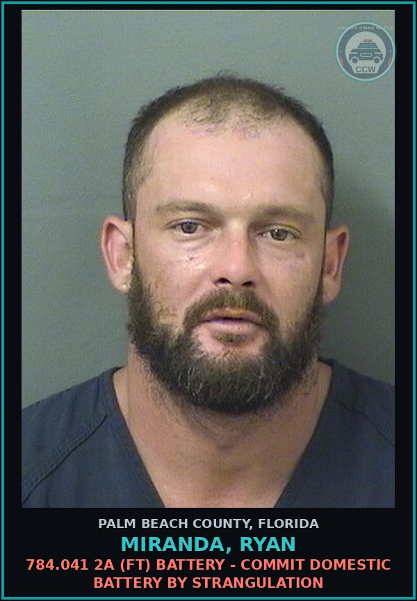 Booking mugshot of MIRANDA, RYAN in Palm Beach County