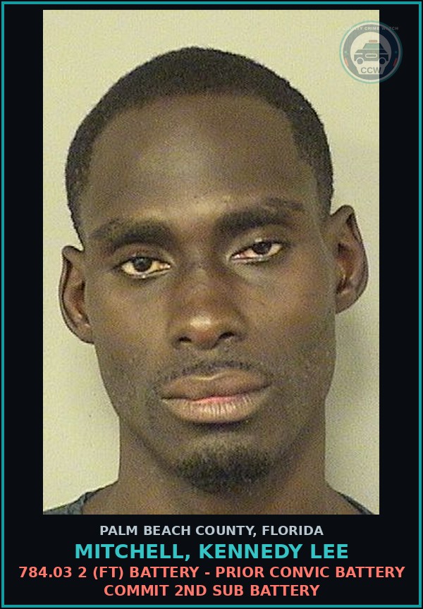 Booking mugshot of MITCHELL, KENNEDY LEE in Palm Beach County