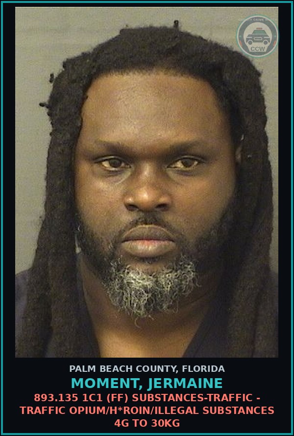 Booking mugshot of MOMENT, JERMAINE in Palm Beach County