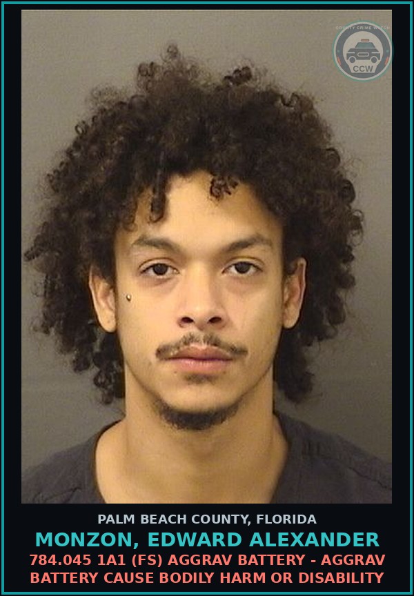 Booking mugshot of MONZON, EDWARD ALEXANDER in Palm Beach County
