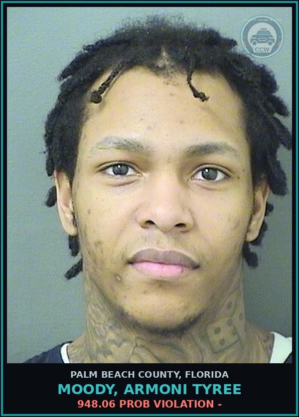 Booking mugshot of MOODY, ARMONI TYREE in Palm Beach County