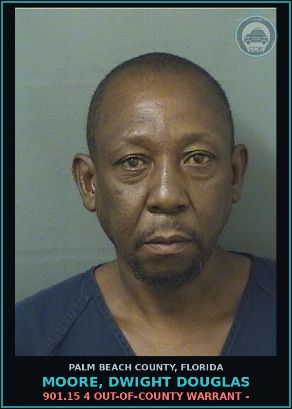 Booking mugshot of MOORE, DWIGHT DOUGLAS in Palm Beach County