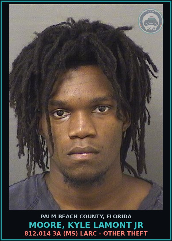 Booking mugshot of MOORE, KYLE LAMONT Jr in Palm Beach County