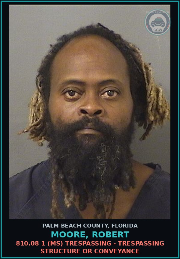 Booking mugshot of MOORE, ROBERT in Palm Beach County