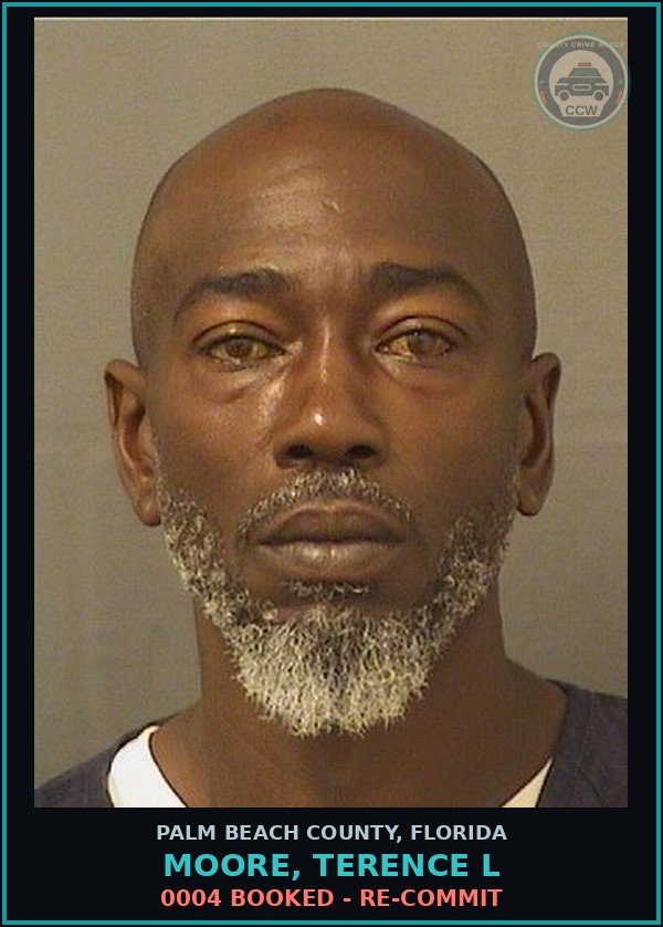 Booking mugshot of MOORE, TERENCE L in Palm Beach County