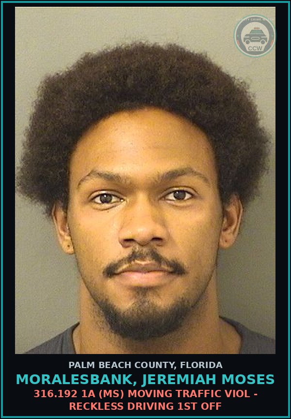Booking mugshot of MORALESBANK, JEREMIAH MOSES in Palm Beach County