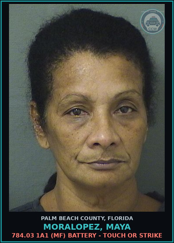Booking mugshot of MORALOPEZ, MAYA in Palm Beach County