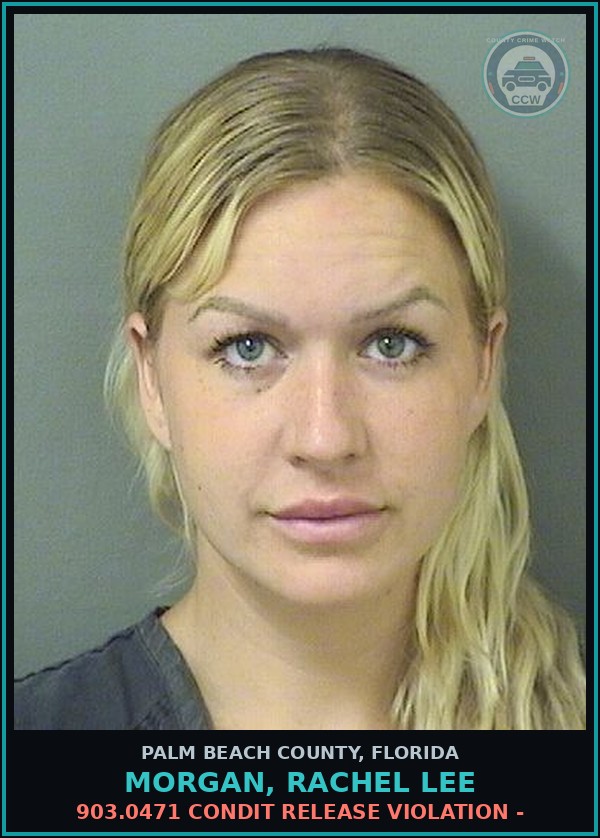 Booking mugshot of MORGAN, RACHEL LEE in Palm Beach County
