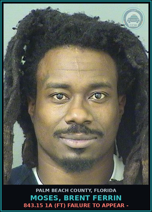 Booking mugshot of MOSES, BRENT FERRIN in Palm Beach County