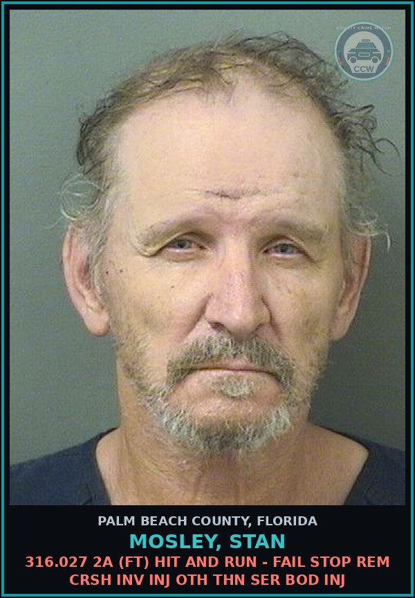 Booking mugshot of MOSLEY, STAN in Palm Beach County