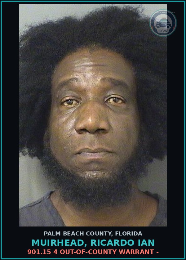 Booking mugshot of MUIRHEAD, RICARDO IAN in Palm Beach County