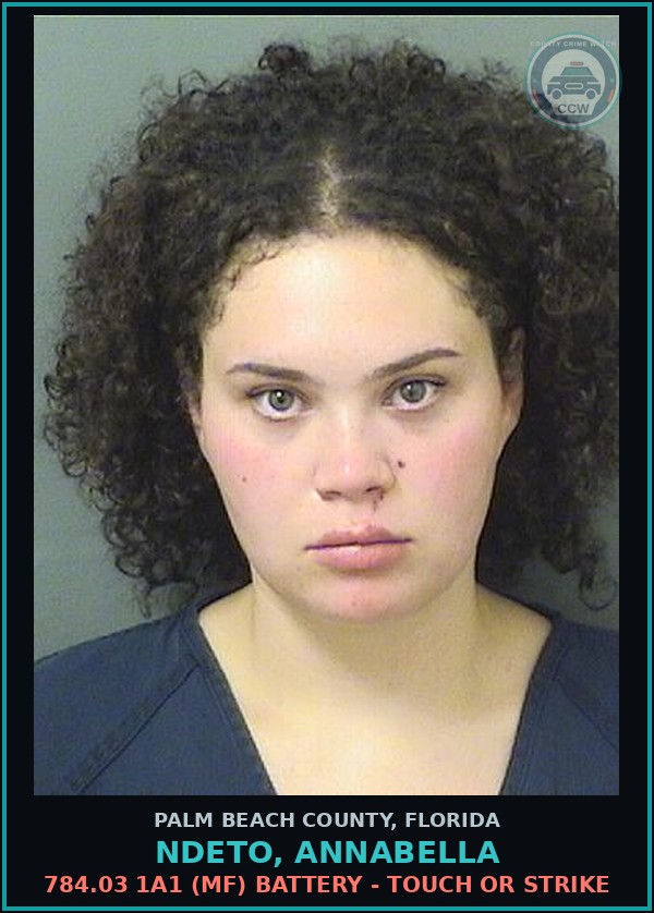 Booking mugshot of NDETO, ANNABELLA in Palm Beach County