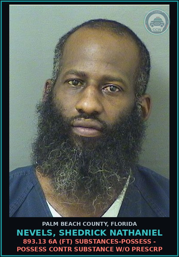 Booking mugshot of NEVELS, SHEDRICK NATHANIEL in Palm Beach County