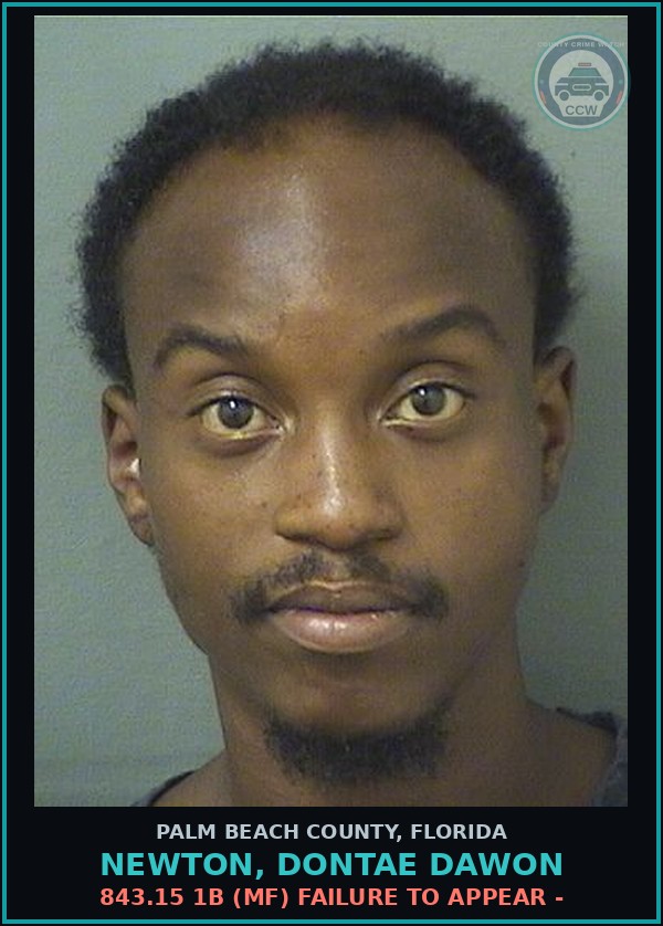 Booking mugshot of NEWTON, DONTAE DAWON in Palm Beach County