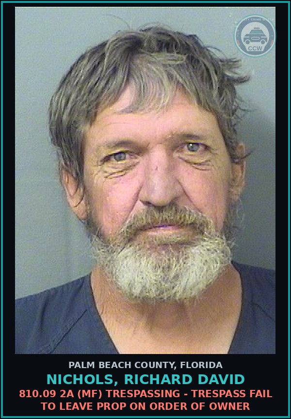 Booking mugshot of NICHOLS, RICHARD DAVID in Palm Beach County