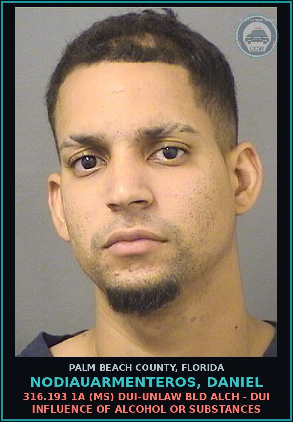 Booking mugshot of NODIAUARMENTEROS, DANIEL in Palm Beach County