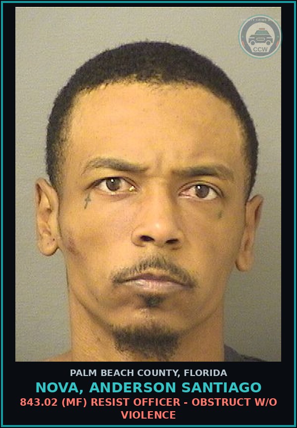 Booking mugshot of NOVA, ANDERSON SANTIAGO in Palm Beach County