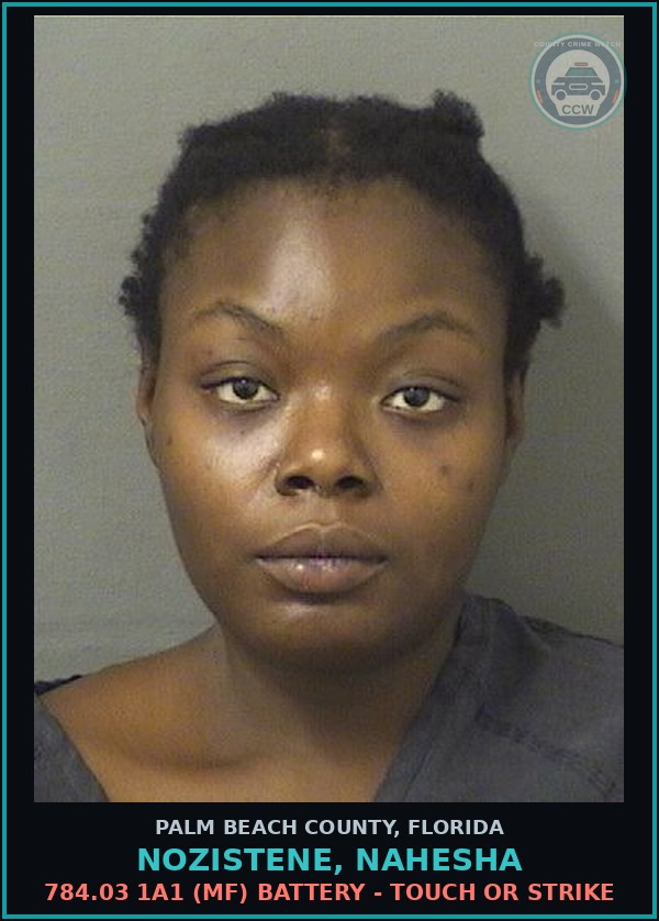 Booking mugshot of NOZISTENE, NAHESHA in Palm Beach County