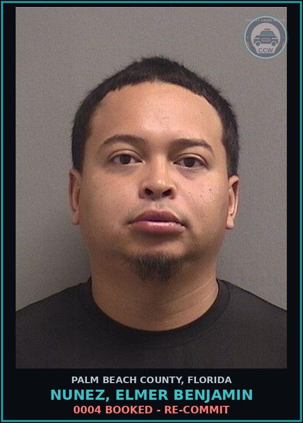 Booking mugshot of NUNEZ, ELMER BENJAMIN in Palm Beach County