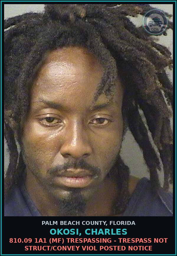 Booking mugshot of OKOSI, CHARLES in Palm Beach County