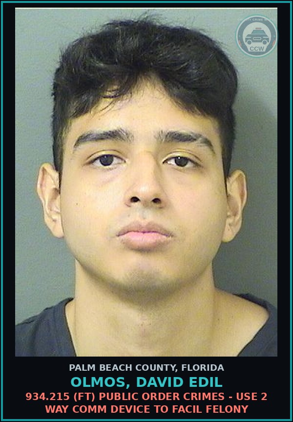 Booking mugshot of OLMOS, DAVID EDIL in Palm Beach County