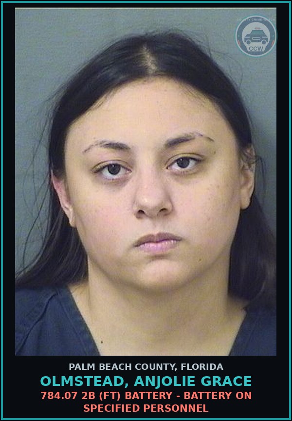 Booking mugshot of OLMSTEAD, ANJOLIE GRACE in Palm Beach County