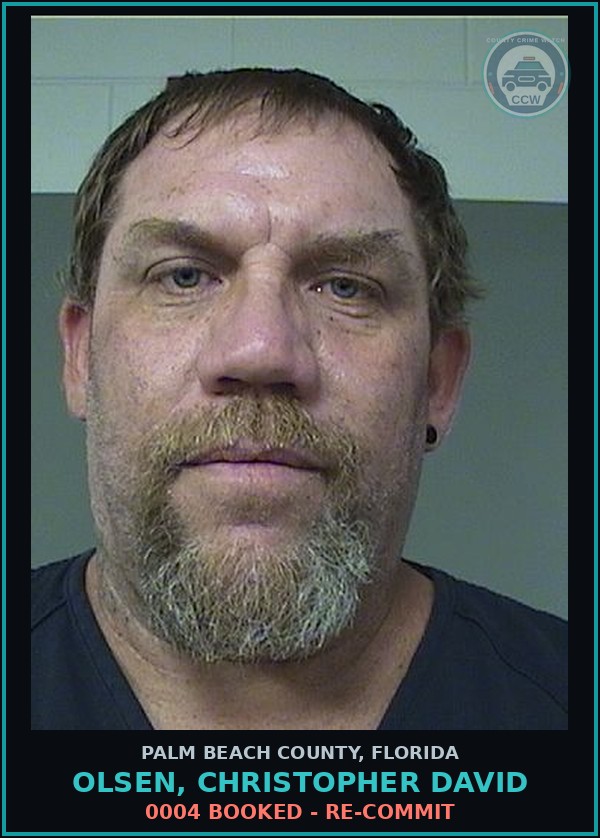 Booking mugshot of OLSEN, CHRISTOPHER DAVID in Palm Beach County