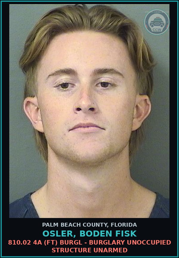 Booking mugshot of OSLER, BODEN FISK in Palm Beach County