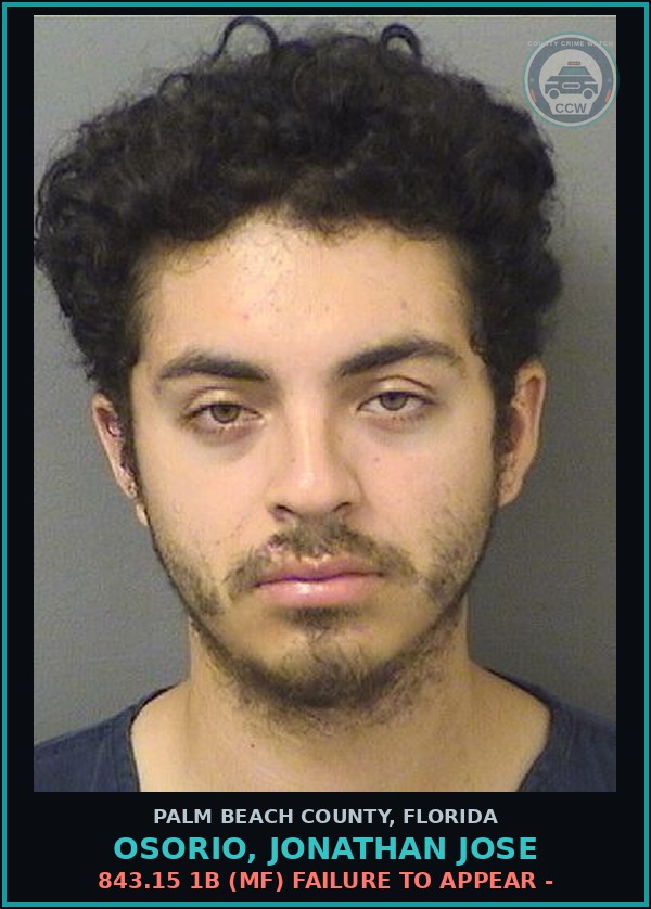 Booking mugshot of OSORIO, JONATHAN JOSE in Palm Beach County