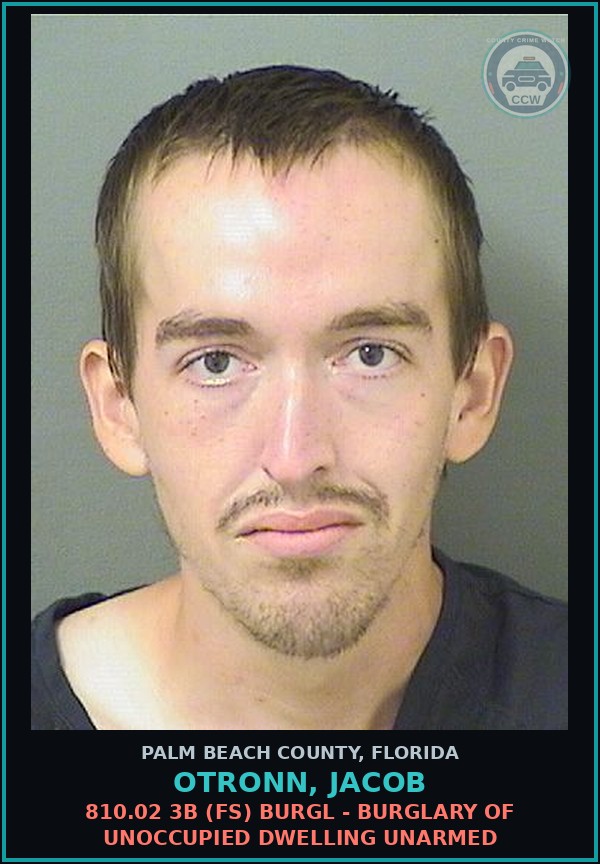 Booking mugshot of OTRONN, JACOB in Palm Beach County
