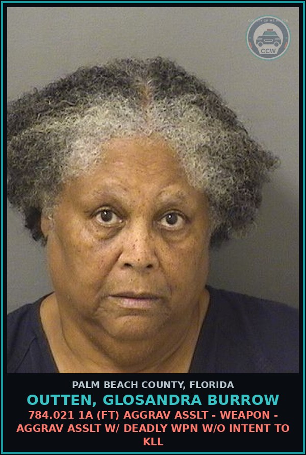 Booking mugshot of OUTTEN, GLOSANDRA BURROW in Palm Beach County