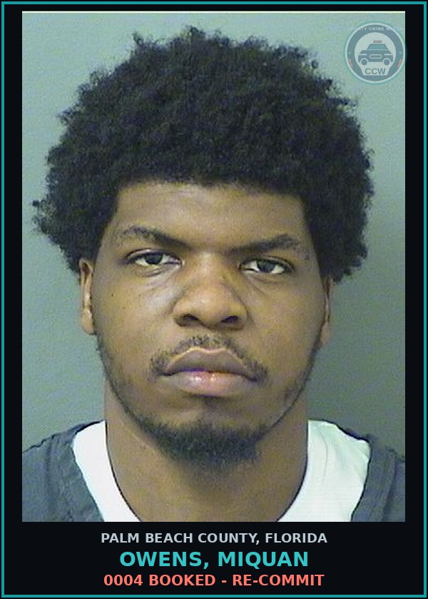 Booking mugshot of OWENS, MIQUAN in Palm Beach County