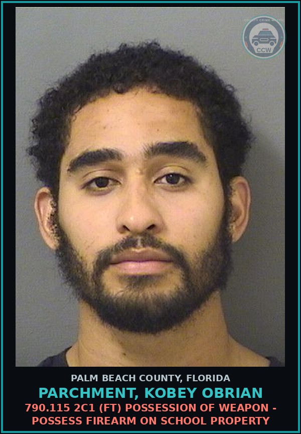 Booking mugshot of PARCHMENT, KOBEY OBRIAN in Palm Beach County