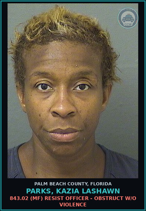 Booking mugshot of PARKS, KAZIA LASHAWN in Palm Beach County