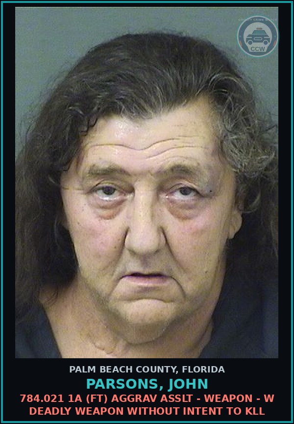 Booking mugshot of PARSONS, JOHN in Palm Beach County